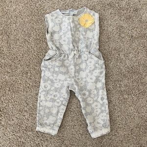 First Impressions Baby Girl gray floral romper jumper one piece outfit 12 months